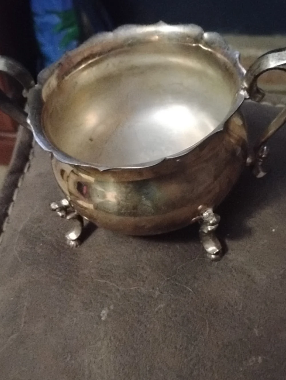 Two-Handled Silver-Tone Sugar Bowl — Classic Footed Serveware